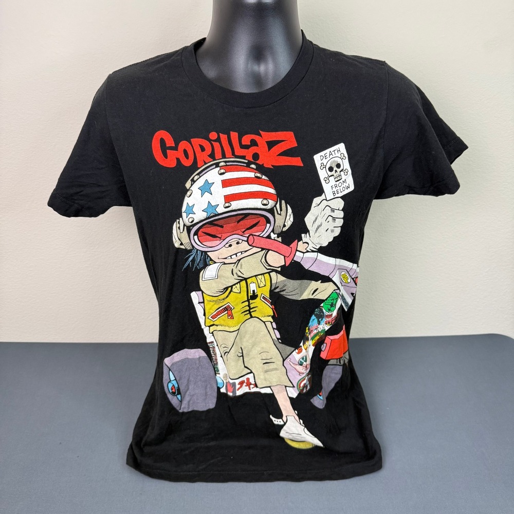 Gorillaz T Shirt Mens Small Noodle Death From Below Black Graphic Tee Tultex